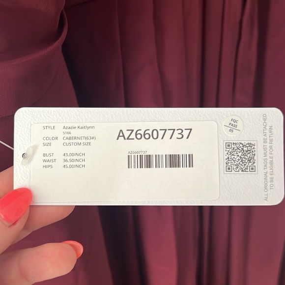 NWT Azazie Kaitlynn in Cabernet - Picture 3 of 9